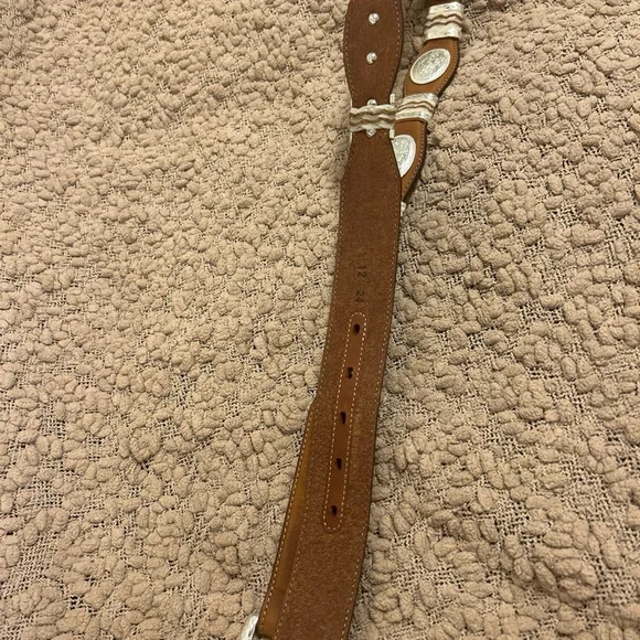 Leegin Leather Products Mens Oiled Scalloped Belt 34 Brown - Picture 8 of 16